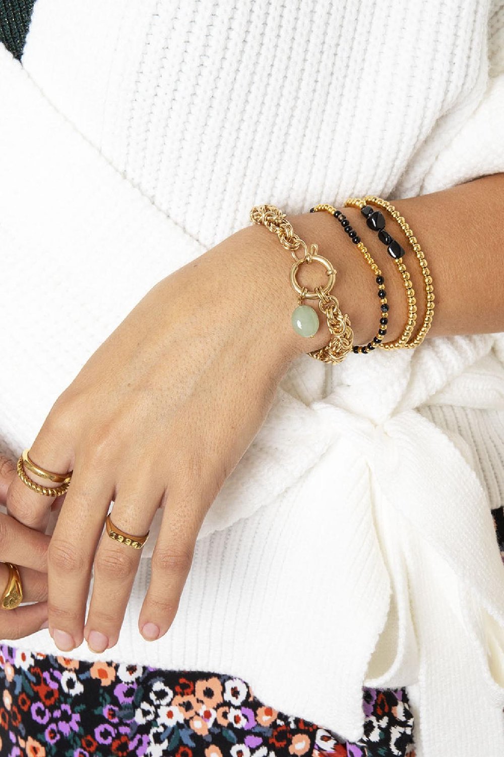 Bracelet Midi Beads Gold Color Stainless Steel-4MM h5Picture2